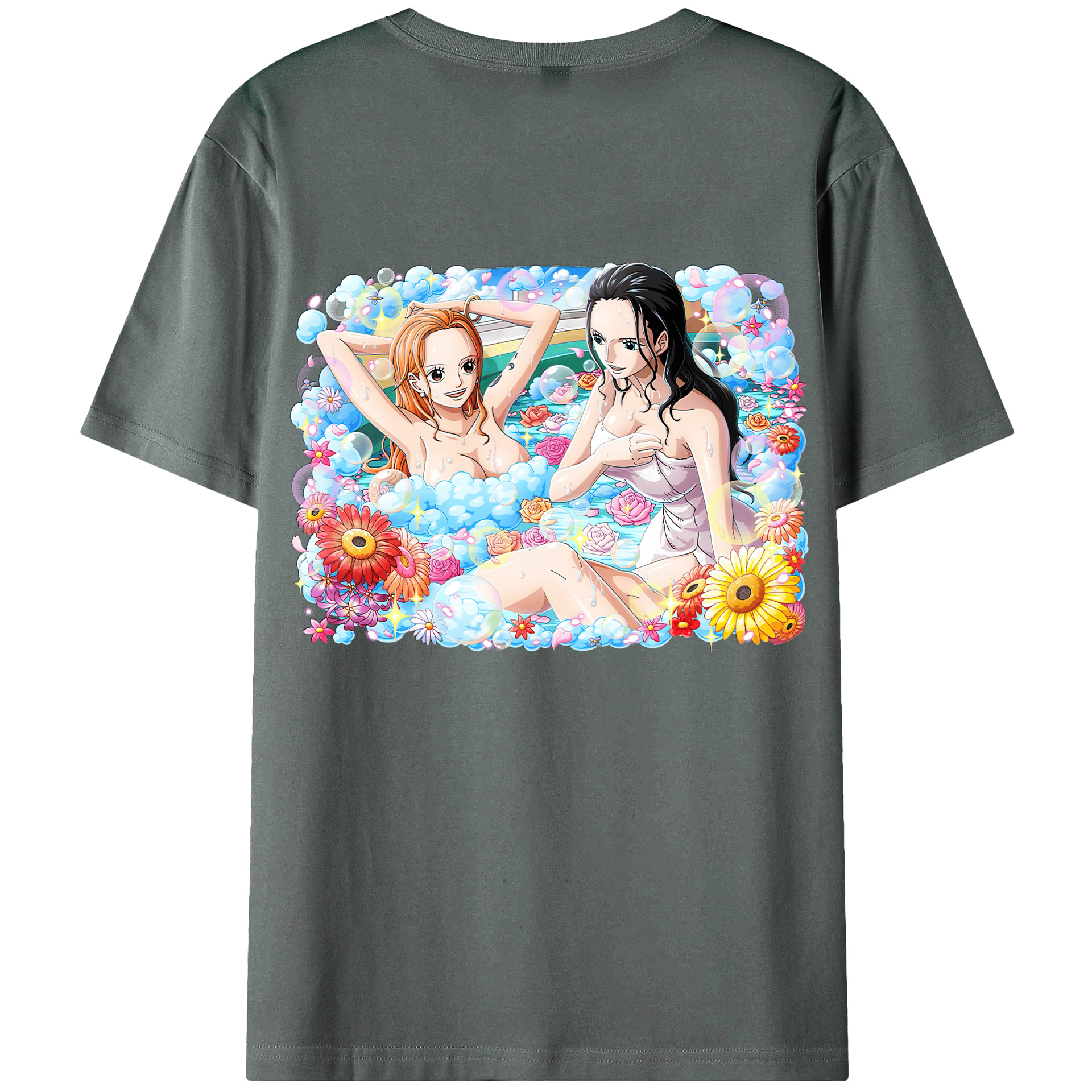 ワンピース ニコ・ロビン ONE PIECE Nico Robin 綿100％ メンズ半袖Tシャツ（バックプリント） 通気性